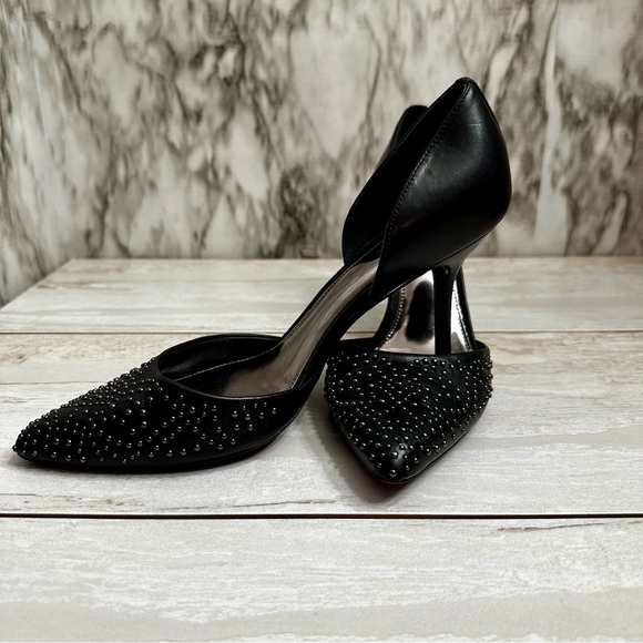 Coach Women’s Sz 8 B Holmes Studded Point Toe Black Heels Pumps Shoes Goth Glam - Picture 5 of 16